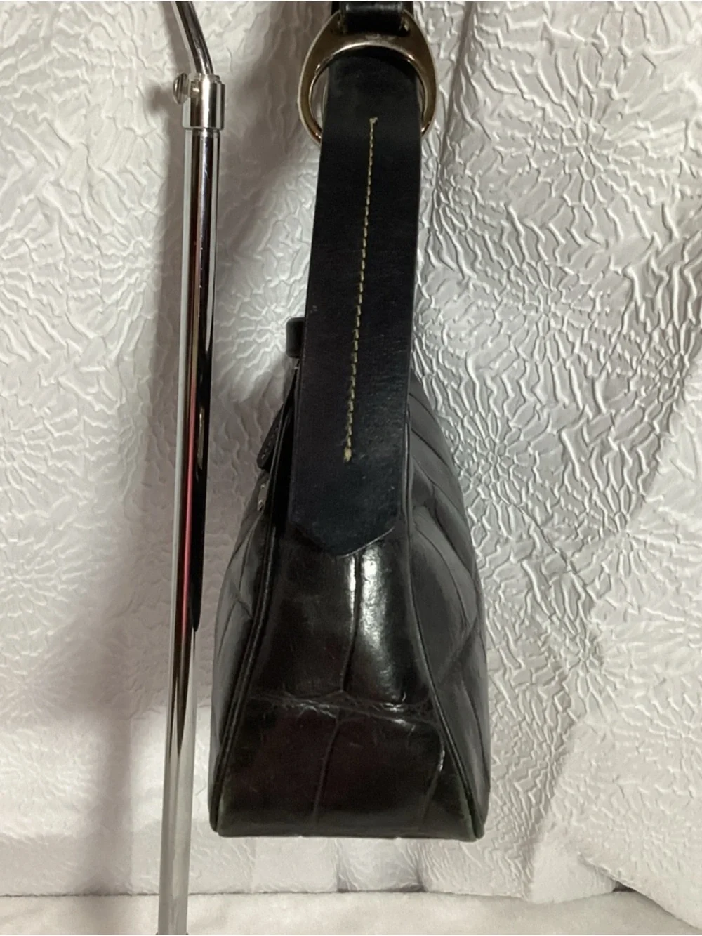 Dooney & Bourke Black Crocodile Embossed Leather Hobo Bag Classic Beauty